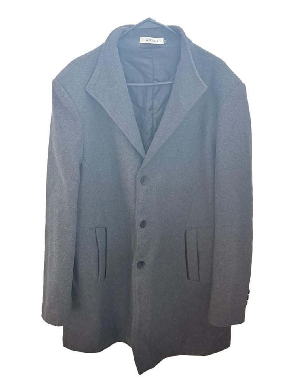 Aptro Men's Wool Blend Quilted Lined Overcoat Gray Size XXL